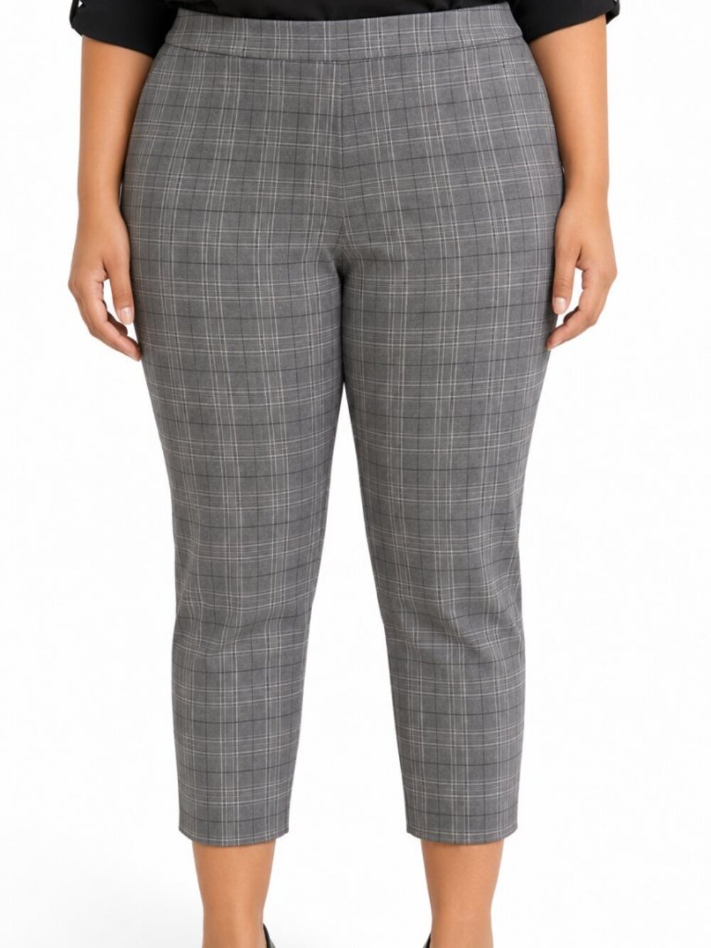 Simply Vera Vera Wang XL Gray Plaid Pull-On Capri Pants Classic Business Casual